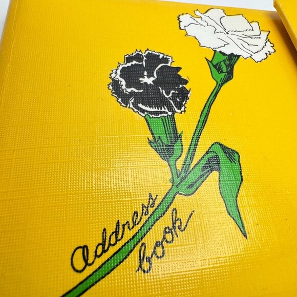 1971 Emson Vtg Yellow Address Book Snap Closure Carnation Floral Design Box Gift - Picture 5 of 12